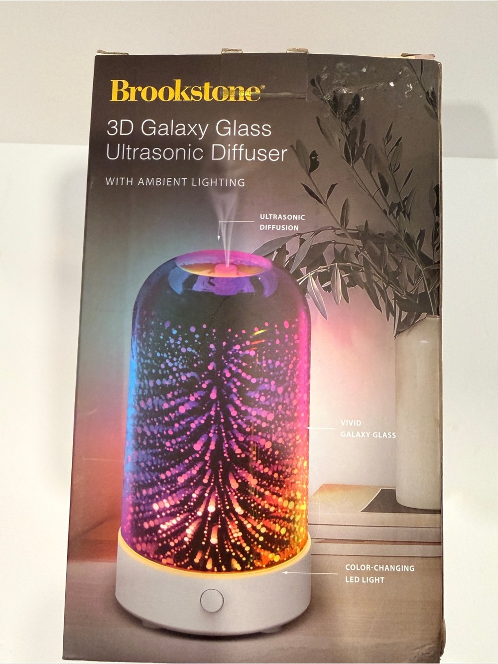 Brookstone 3D Galaxy Glass Ultrasonic Diffuser - Multi-Color LED